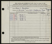 Entry card for Boughton, Mary Louise for the 1948 May Show.