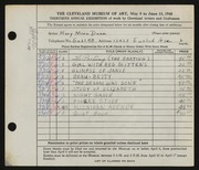 Entry card for Dunn, Mary Mina for the 1948 May Show.