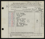 Entry card for Eddy, Elizabeth for the 1948 May Show.