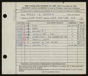 Entry card for Epstein, Marion Miller for the 1948 May Show.