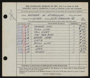 Entry card for Eterovich, Anthony William for the 1948 May Show.