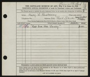 Entry card for Newberry, Mary W. for the 1948 May Show.