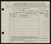 Entry card for Sarisky, Michael A. for the 1948 May Show.