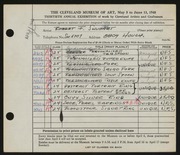 Entry card for Shubart, Robert F. for the 1948 May Show.