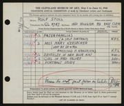 Entry card for Stoll, Rolf for the 1948 May Show.