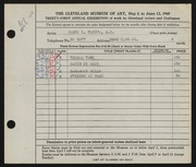 Entry card for Kocour, James L. for the 1949 May Show.