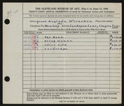 Entry card for McCracken, Grace Anglada for the 1949 May Show.