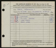 Entry card for Reid, Howard for the 1949 May Show.
