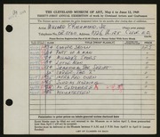 Entry card for Richmond, Willard P., Jr. for the 1949 May Show.