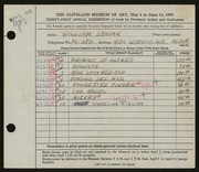 Entry card for Schock, William for the 1949 May Show.
