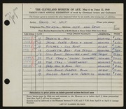 Entry card for Veit, David William for the 1949 May Show.