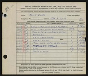 Entry card for Zink, John for the 1949 May Show.