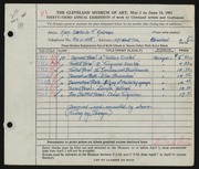 Entry card for Andrews, Mary Adelaide Fulton, and Giorgi Ceramics for the 1951 May Show.
