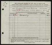 Entry card for Dular, Chester Robert for the 1951 May Show.
