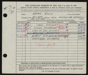 Entry card for Ellis, Dean W. for the 1951 May Show.