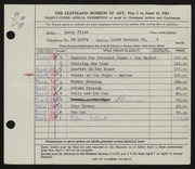 Entry card for Flint, LeRoy Walter for the 1951 May Show.