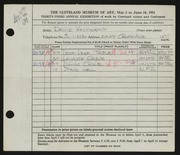 Entry card for Holtkamp, David for the 1951 May Show.