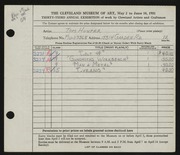 Entry card for Hunter, Thomas for the 1951 May Show.