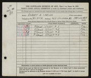 Entry card for Laessig, Robert H. for the 1951 May Show.