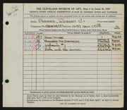 Entry card for Pearce, Robert C. for the 1951 May Show.