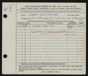 Entry card for Pfister, Robert Dean, and Pfister, Arthur Owen for the 1951 May Show.