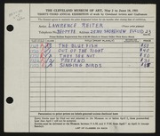 Entry card for Reiter, Lawrence for the 1951 May Show.