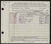 Entry card for Ritter, Mary Lou for the 1951 May Show.