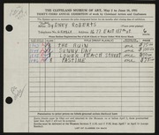 Entry card for Roberts, Sydney for the 1951 May Show.