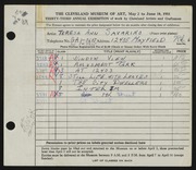 Entry card for Savarino, Teresa Ann for the 1951 May Show.