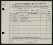 Entry card for Stahley, Melvin for the 1951 May Show.