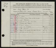 Entry card for Vargo, John for the 1951 May Show.