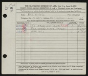 Entry card for Voglein, Nick for the 1951 May Show.