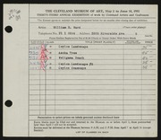 Entry card for Ward, William E. for the 1951 May Show.