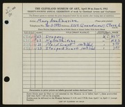 Entry card for Emerine, Mary Ann for the 1952 May Show.