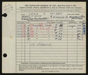 Entry card for McVey, Leza for the 1952 May Show.