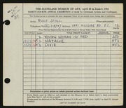 Entry card for Stoll, Rolf for the 1952 May Show.