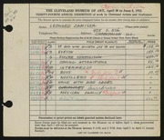 Entry card for Zamiska, Leonard for the 1952 May Show.
