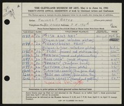 Entry card for Bates, Kenneth F. for the 1953 May Show.