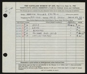 Entry card for Epstein, Marion Miller for the 1953 May Show.