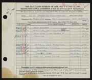 Entry card for Lawrence, Alice Lauffer for the 1953 May Show.
