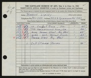 Entry card for Linsey, Martin  for the 1953 May Show.