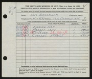Entry card for Rossbach, Lois for the 1953 May Show.