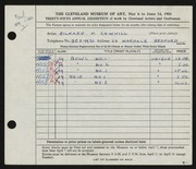 Entry card for Sawhill, Richard for the 1953 May Show.