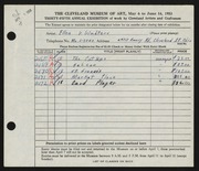 Entry card for Walters, Ellen V. for the 1953 May Show.