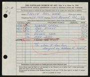 Entry card for Ward, Evelyn Svec, and Ward, William E. for the 1953 May Show.