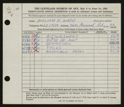 Entry card for Ward, William E. for the 1953 May Show.