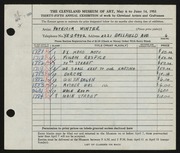 Entry card for Winter, Patricia for the 1953 May Show.