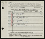 Entry card for Gerard, Fred S. for the 1954 May Show.