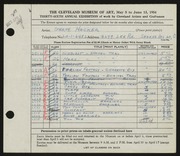 Entry card for Hacker, Gertrude F. for the 1954 May Show.