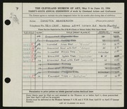 Entry card for Henderson, Buvetta F. for the 1954 May Show.